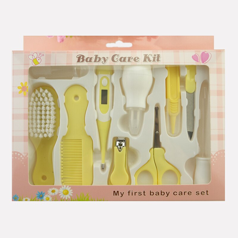 10 Pcs/set Safe Health Baby Nail Trimmer Baby Care Haircut Thermometer Nail Clippers Care Tools Kit Nail Products: Yellow