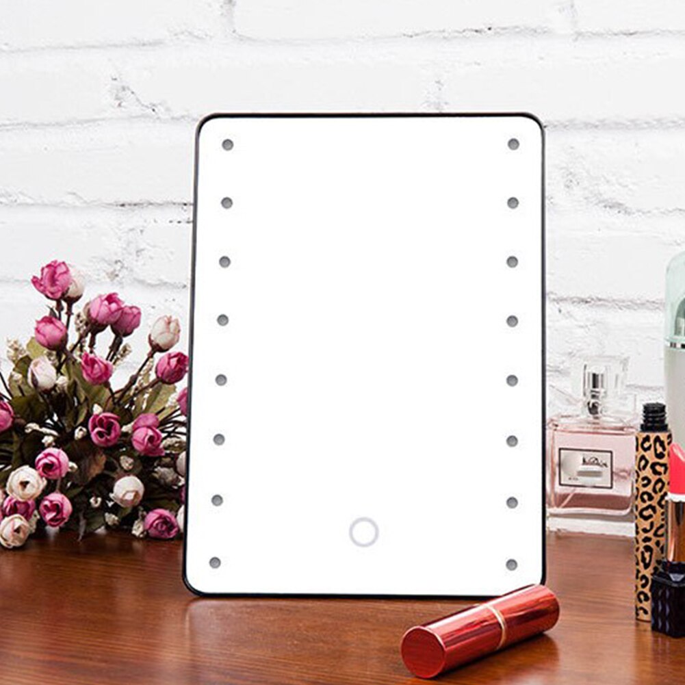 SDOJYKZ Makeup Mirror with 16 LEDs Cosmetic Mirror Switch Battery Operated Stand for Tabletop Bathroom Bedroom Travel
