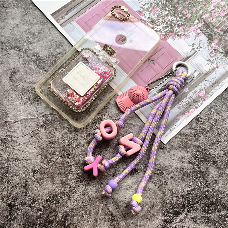 Keychains for Cell Phone Key Ring Acrylic Letter Strap for Keys Braided Key Lanyard Bag Cellular Pendant Keycord Exquisite