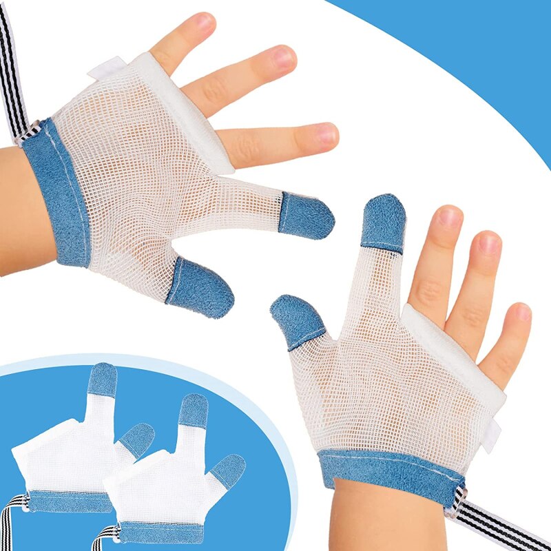 1 par de niños infantil Anti-mordedura comer protección para manos guantes de bebé evitar morder los dedos las uñas guante para Toddle los niños inofensivo conjunto