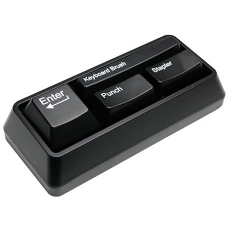 Novelty Keyboard Stationary Set As Office Stationary Supplies , Stapler / Puncher / Keyboard Brush / Clip Adsorption: Black