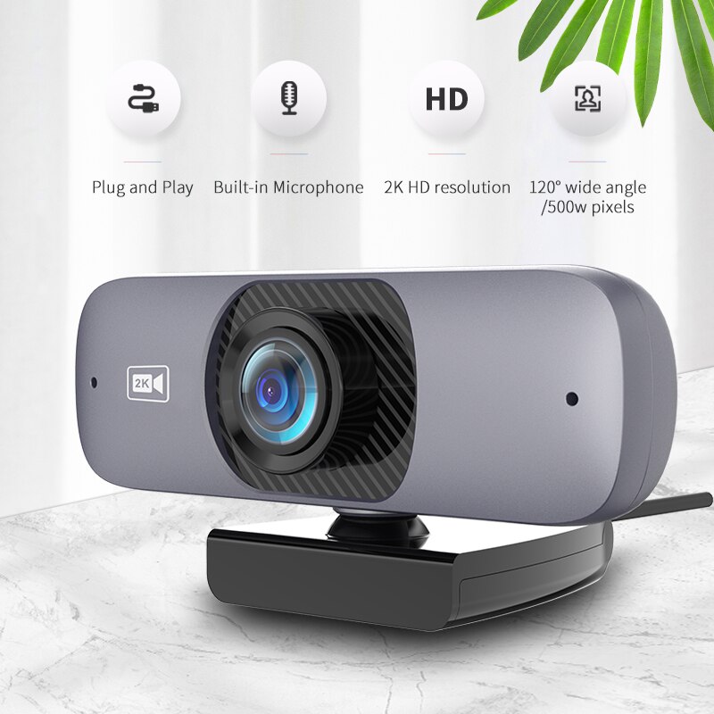 TISHRIC C200 2K 500W Pixels Best Webcam For PC 120° Wide Angle 2K UHD 2560*1440P H.264 Web Camera with Microphone USB Web Cam