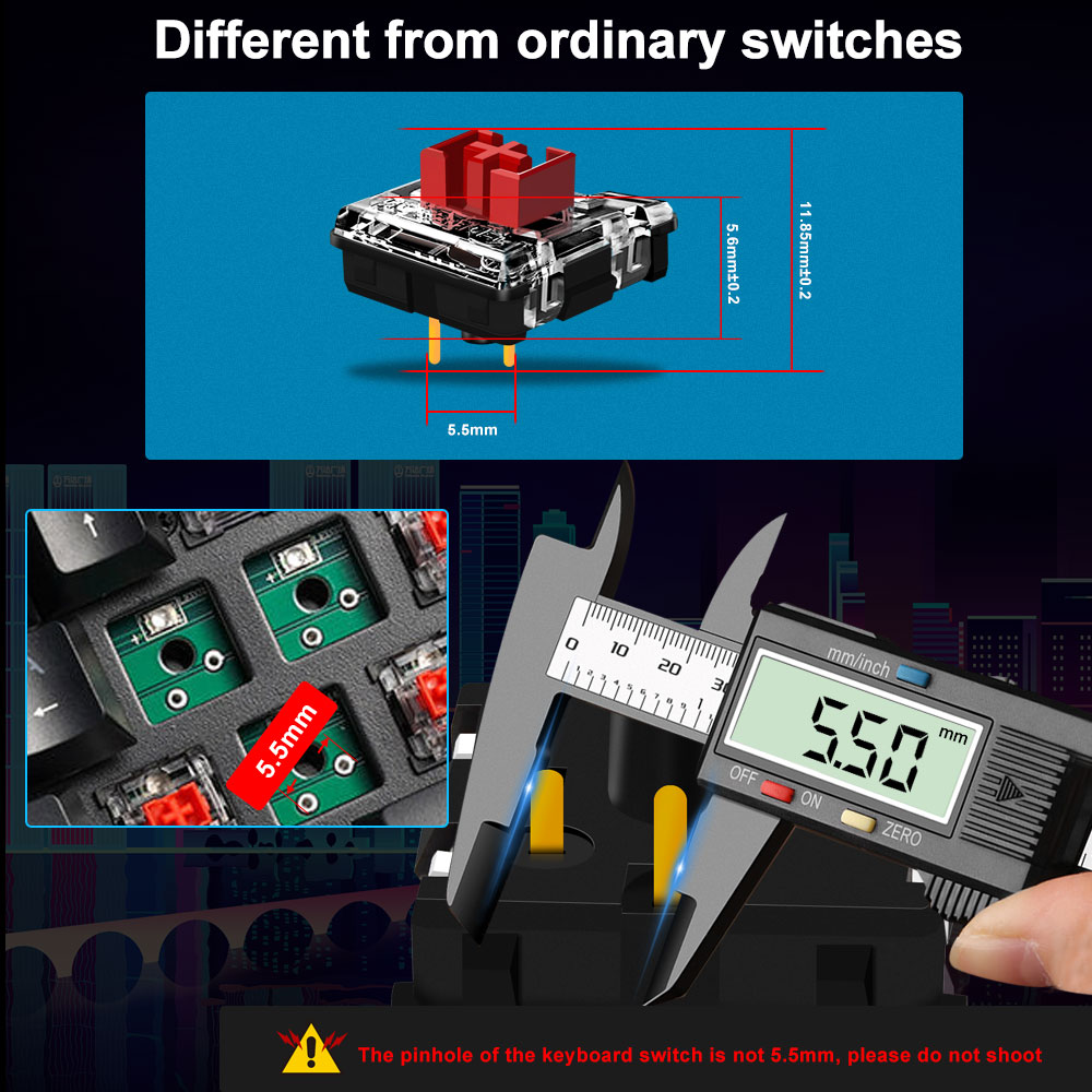 REDRAGON SMD RGB MX niski profil 5.5 przełącznik 3Pin Clicky liniowe dotykowy cichy mechaniczne klawiatury czerwony czarny niebieski brązowy przełącznik