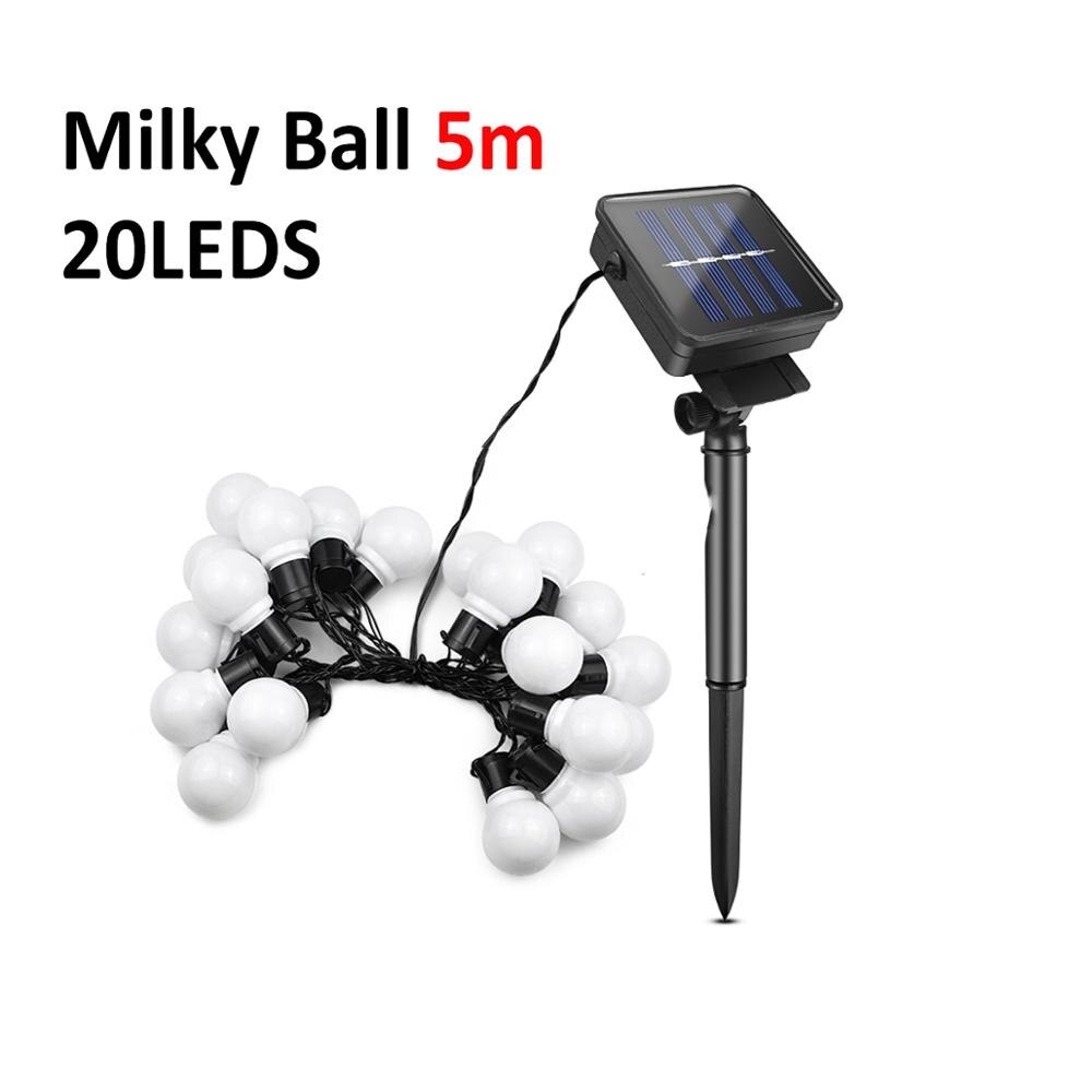 LED Garden Lawn lamp Solar Light Globe Bulb String lights Outdoor Patio Yard Landscape Wedding Christmas Decoration For Holidays: Milky Ball 5M / White