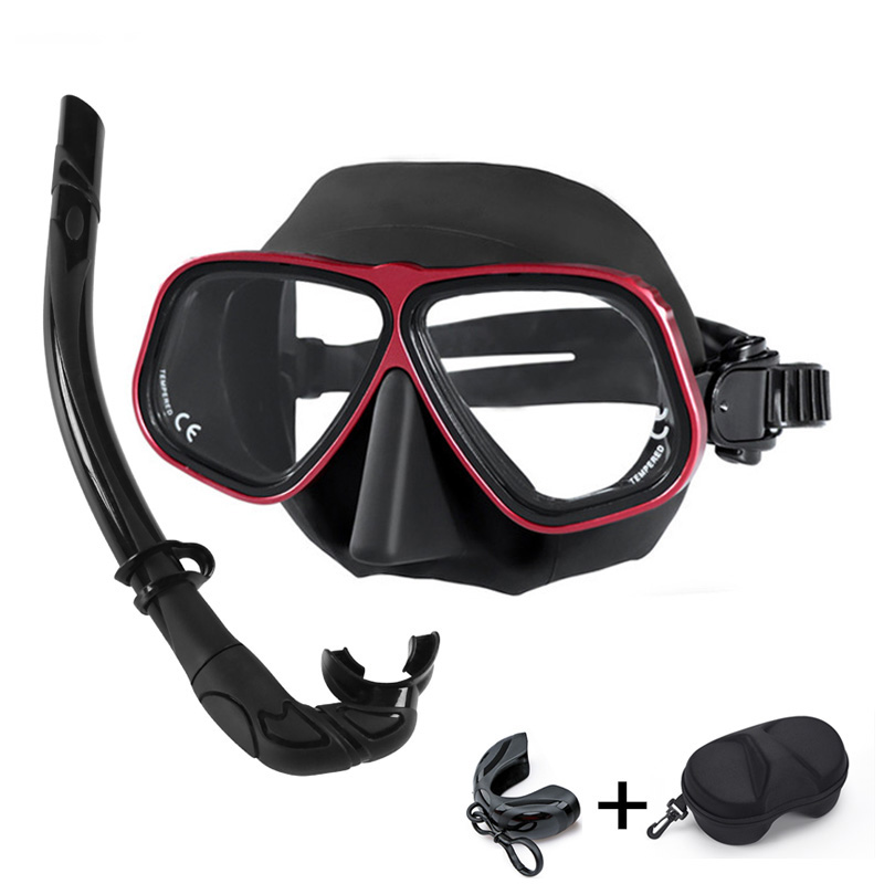 Apollo Ähnliche Legierung Rahmen Freies Tauchen Brille Maske Gläser Niedrigen Volumen 65cc Brille Tauchen tauchen Schnorcheln Nass Rohr Bausatz Ausrügestochen: zurück rot Bausatz
