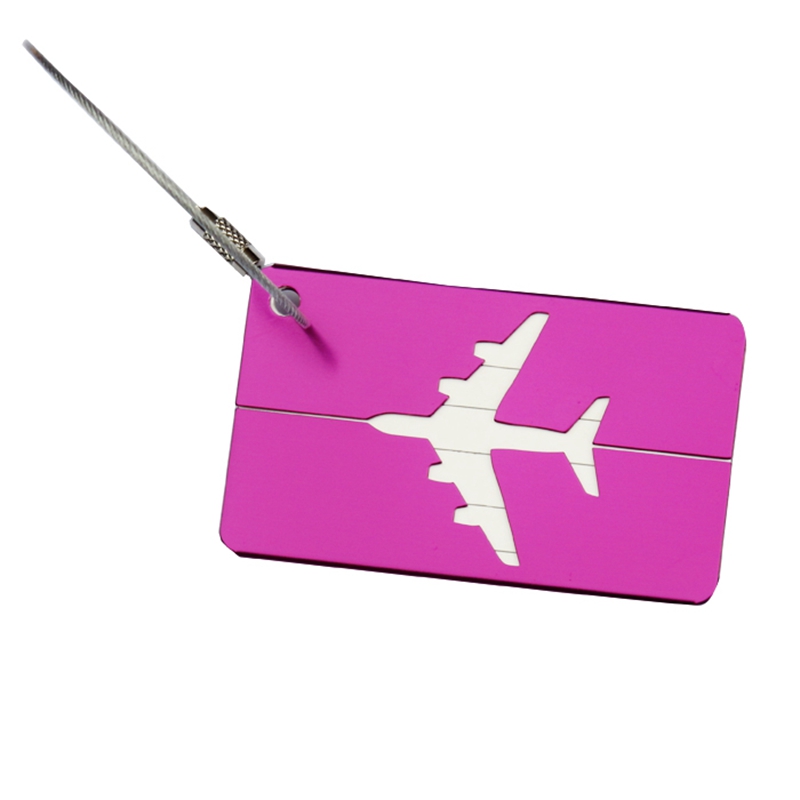 Aluminium bagasjemerker koffert etikett navn adresse id bag bagasje tag reise: Lilla