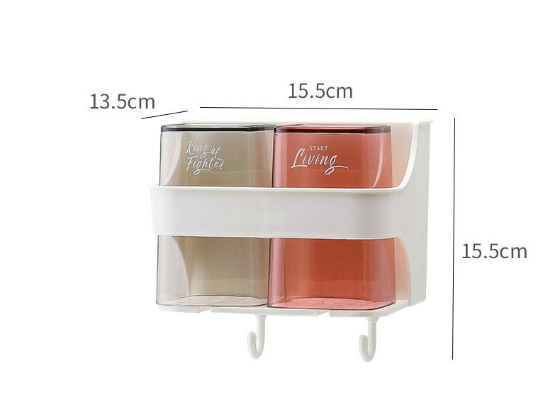 Punch-livre fixado na parede suporte de escova de dentes lavagem conjunto de copo da boca do banheiro copo escova de dentes do agregado familiar copo de creme dental squeezer rack