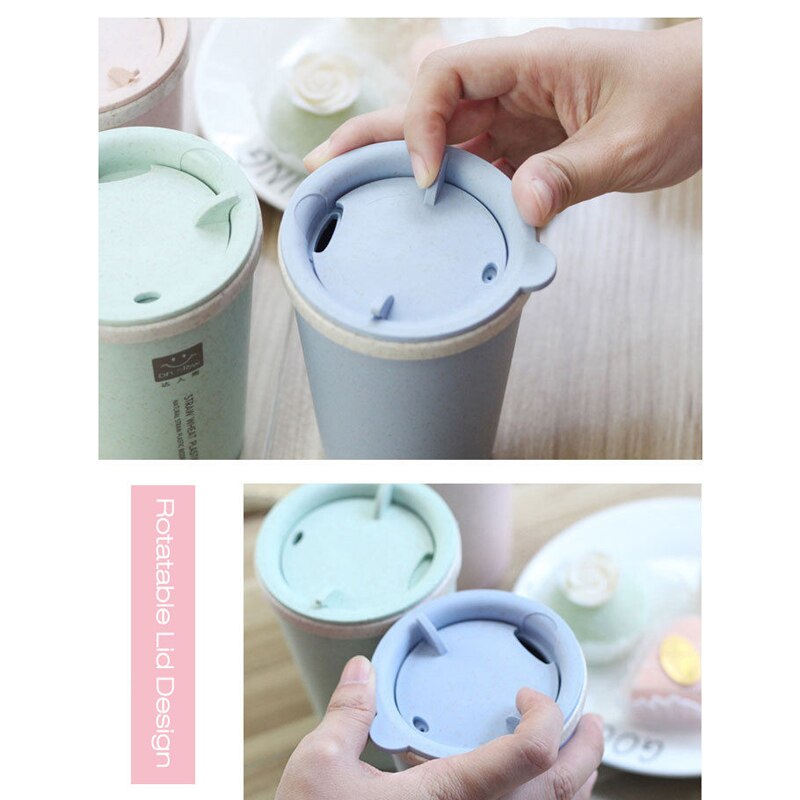 280Ml Tarwe Mok Lekvrij Dubbele Wand Isolatie Tarwe Stro Koffie Cup Reizen Mok