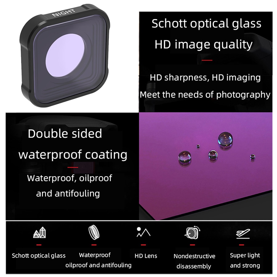 Per I Filtri delle Lenti Gopro Hero 9 Nero Set UV/CPL/ND4/8/16/32/64 di Azione accessori della macchina fotografica Per Go Pro Hero9 Filtro di Colore Alluminio