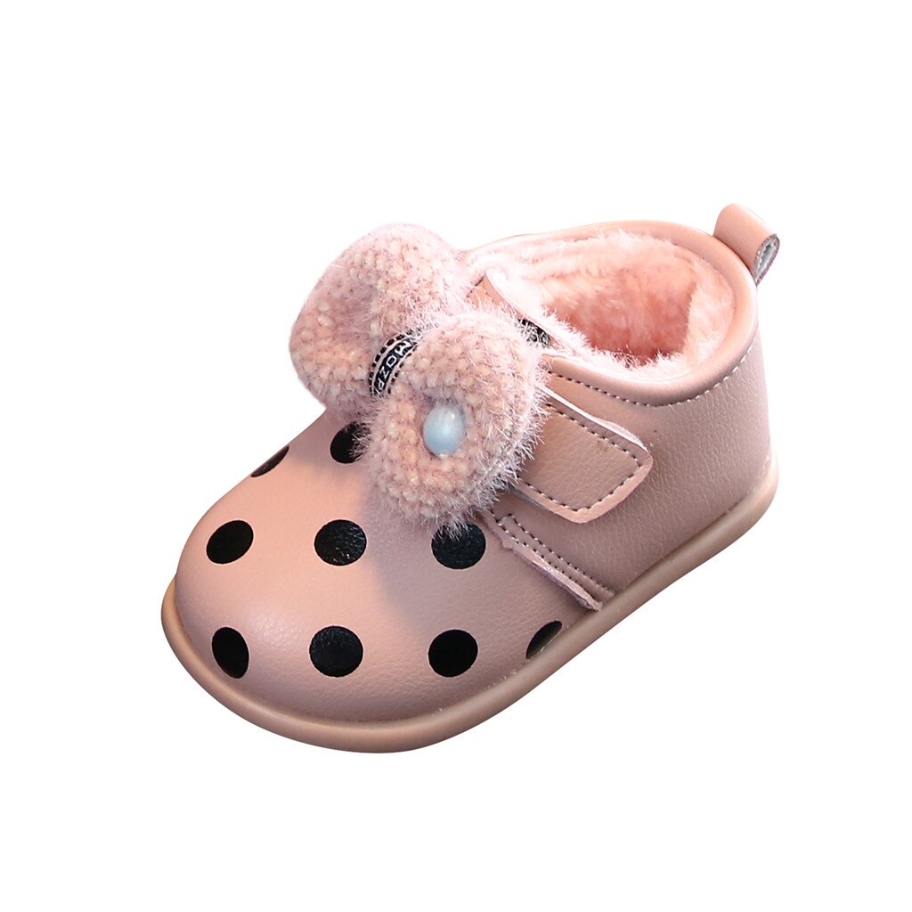 Kids Boots Girls Shoes Thick Warm Children Snow Shoes Baby Girls Boots Ankle Sport Short Booties Casual Bowknot Warm Shoes #C: Pink / 18