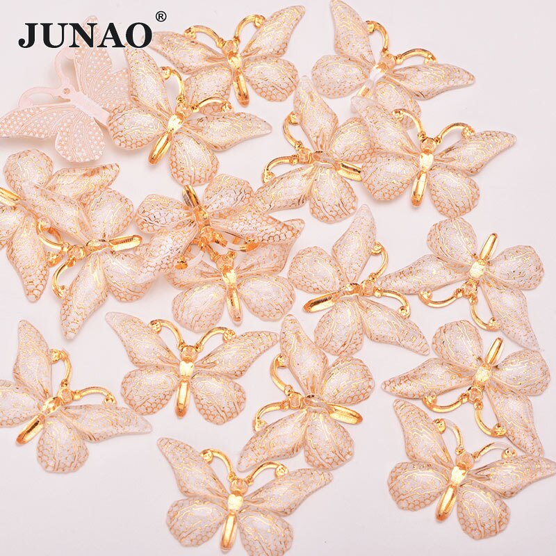 Junao 25X38 Mm Naaien Roze Kleur Grote Vlinder Steentjes Applique Flat Terug Gems Naaien Op Stenen Fancy Strass kristal Voor Ambachten