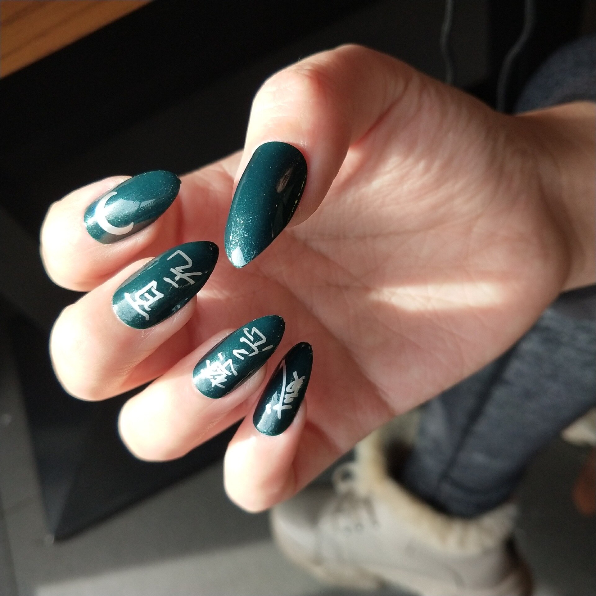 Faux ongles verts pour manucure Punk Moon, accessoires artificiels pour Nail Art, couverture complète Stiletto, 24 pièces/lot