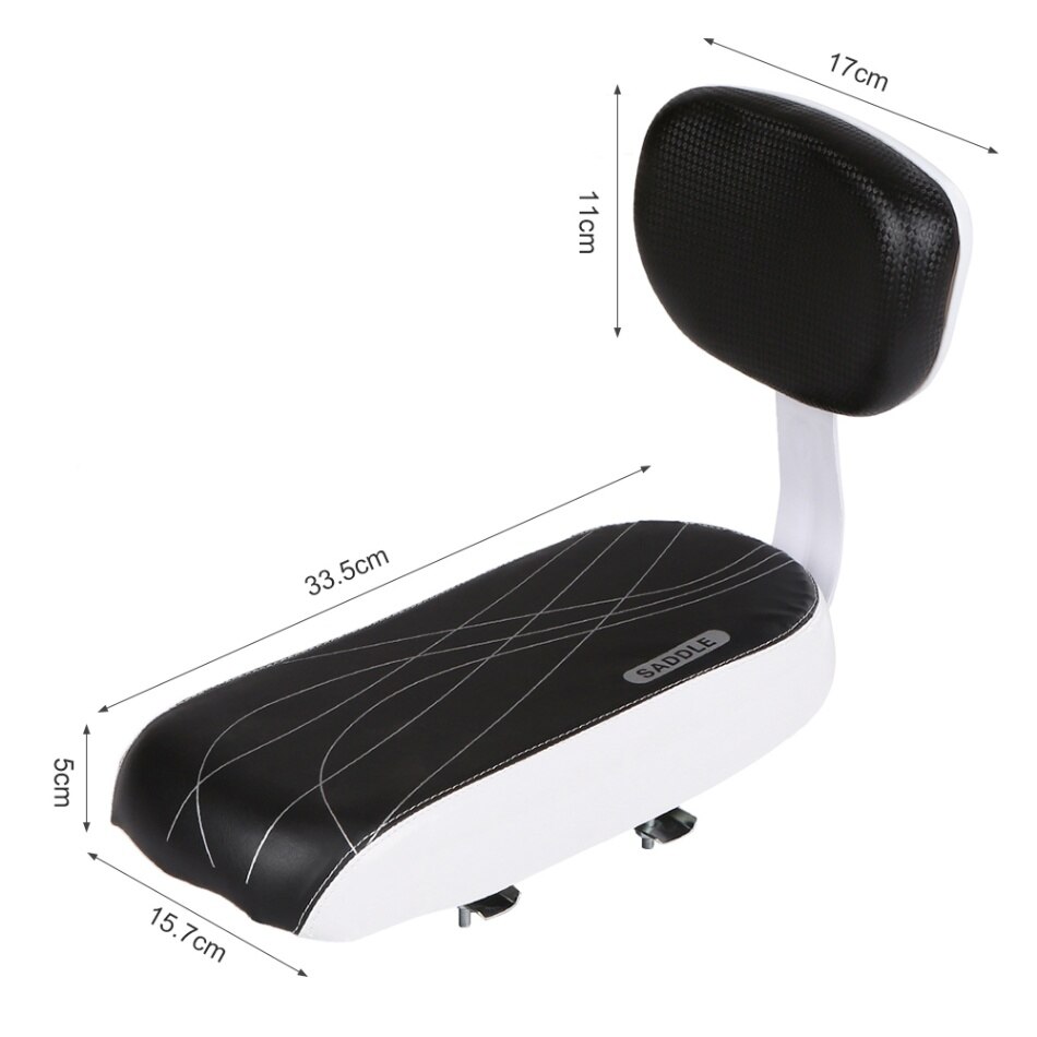 Bike Saddle Bike Child Seat with Back Rest Bicycle Back Seat MTB Bicycle Rear Rack Saddle PU Leather Cushion For Cycling Parts: White Seat