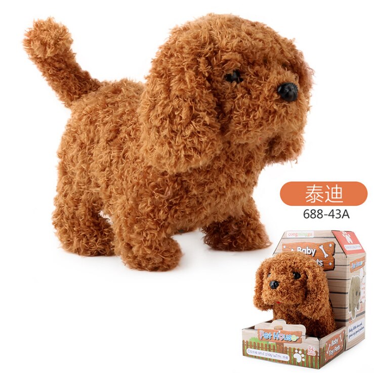 Simulation électrique pour enfants chien petit lapin blanc en peluche Teddy appellera marche chiot intelligent robot chien jouet: Lac bleu