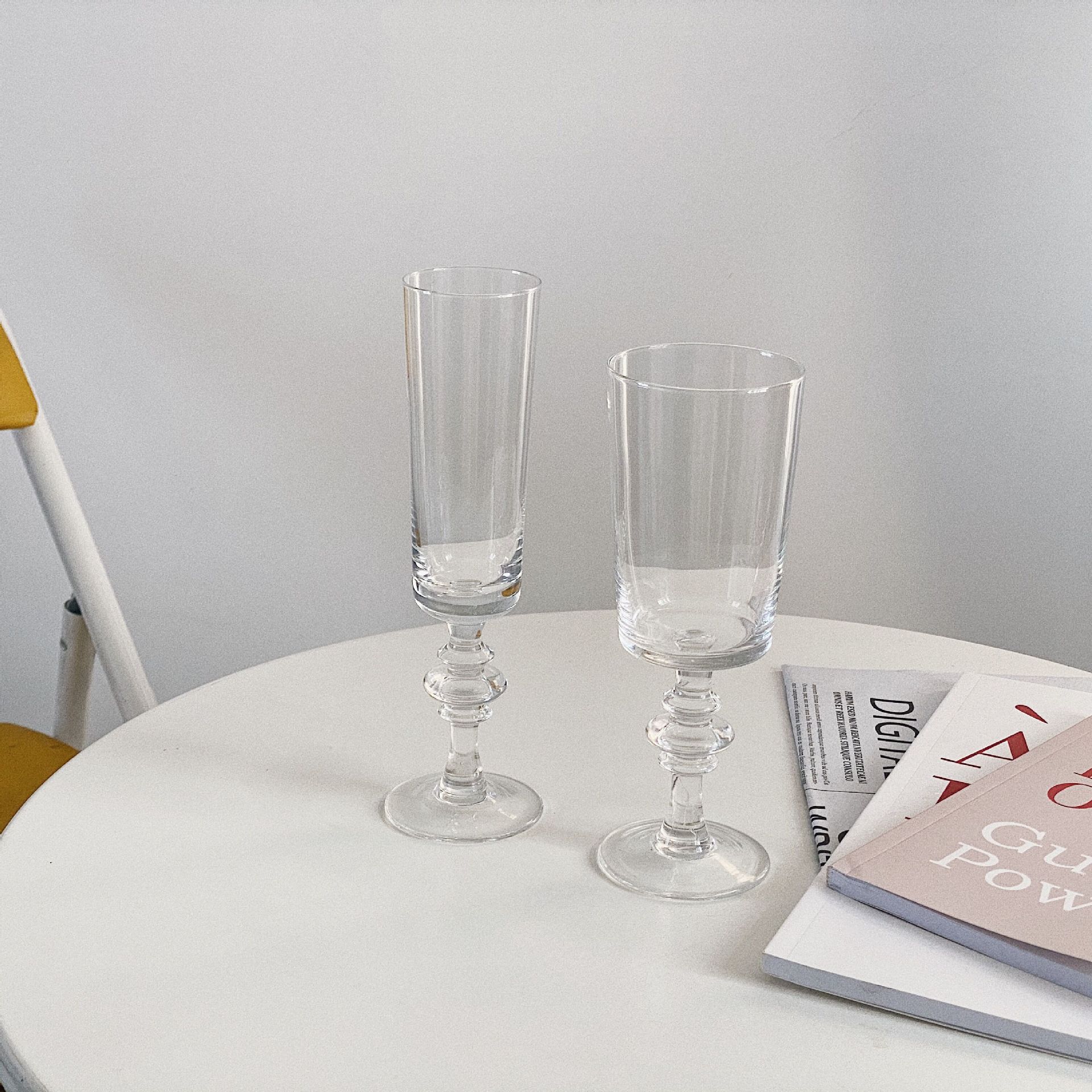 1pcs Goblet Glass Cup Vintage Medieval Goblet Whisky Vodka Sake Dessert Wine Cup Home Party Bar