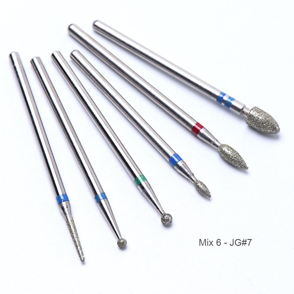 Uds diamante cortadores para uñas de manicura brocas Rotary Burr de archivos Molino de cepillo eléctrico amoladora corindón herramientas BEJG: Mix 6-JG07