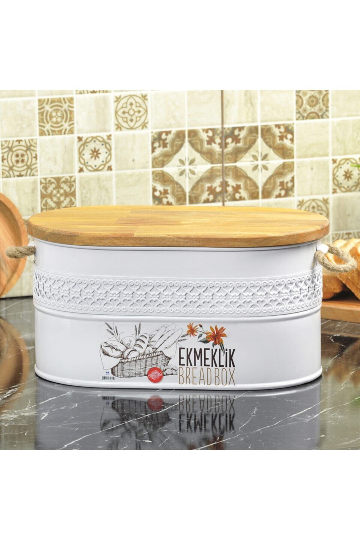 Wrought iron With Wooden Lid Cutting Tahtalı Breadstuff White