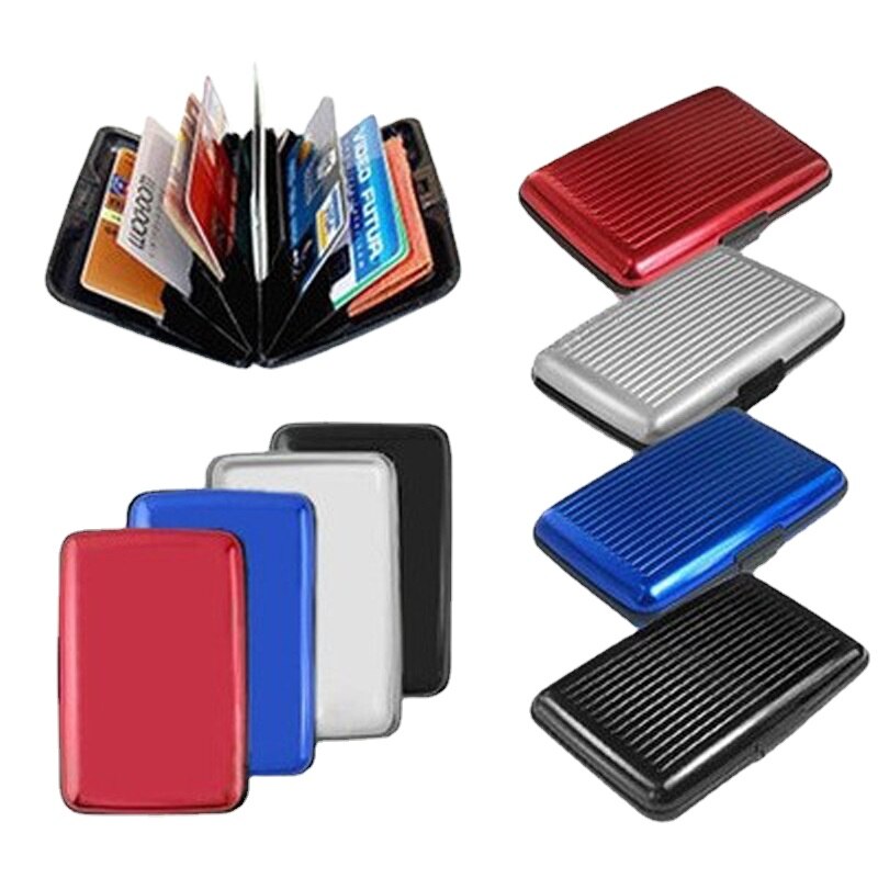 Mannen High-End Aluminium Streep Bank Kaarthouder Blocking Hard Case Wallet Solid Credit Card Anti-Rfid Scanning beschermen Kaarthouder