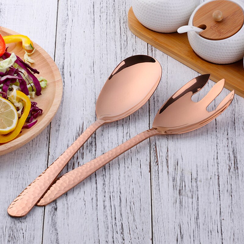 LBER-Juego de tenedor cuchara para servir ensalada grande, cucharas mezcladas, olla , herramienta de papilla, restaurante público, utensilios de cocina con utensilio de Buffet: Default Title