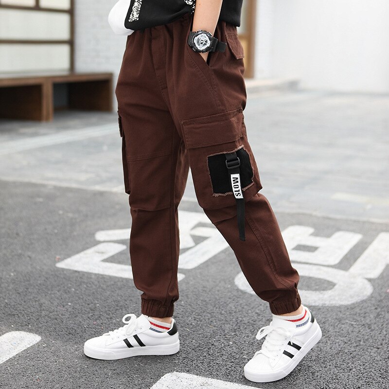 Boys Pants Children Casual Pants Kids Pants Overalls Trousers For Boy Teenage Clothes 8 10 12 14 16 Years Old: Brown / 8T