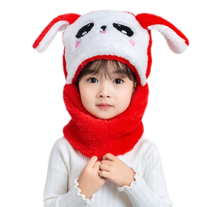 Cagoule en peluche pour enfants et adultes, chapeau de dessin animé, Panda, lapin, coupe-vent, couverture complète, capuchon, écharpe pour le cou