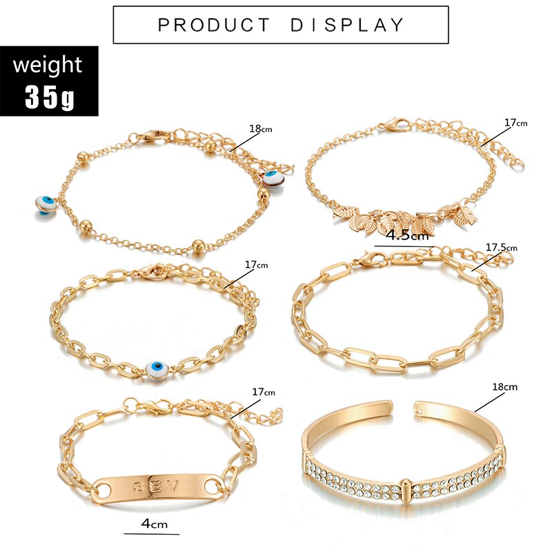 HuaTang de turco mal de ojo pulsera de cristal de oro multicapa de cristal de Color abierto brazalete para las mujeres de joyas de niña 9178