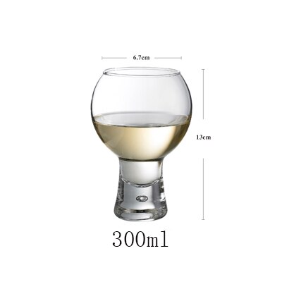 Spherical Wine Glass Cup Lead Free Crystal Glass Wine Cup Handmade Blow Salad Dessert Cup Family Bar Party Drinkware: 300ml  2 pcs