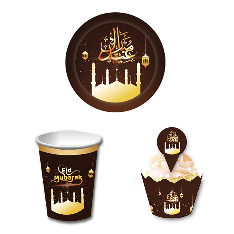 Gelukkig Eid Al Fitr Cupcake Decoratie Pakket Party Set En Bestek Set