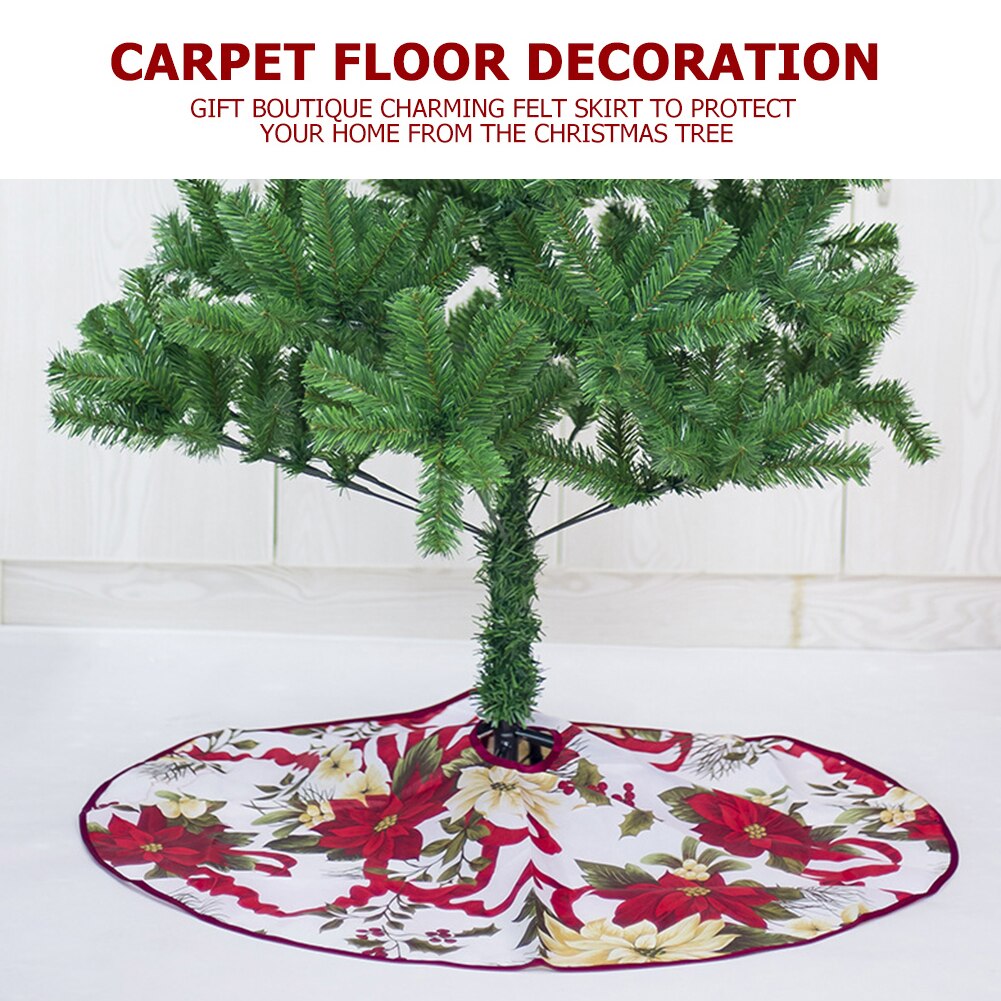60/90cm kerstboomrokjes met bloemenprint als vloermat voor een kerstfeest of festival, kerstversiering voor een kleine boom