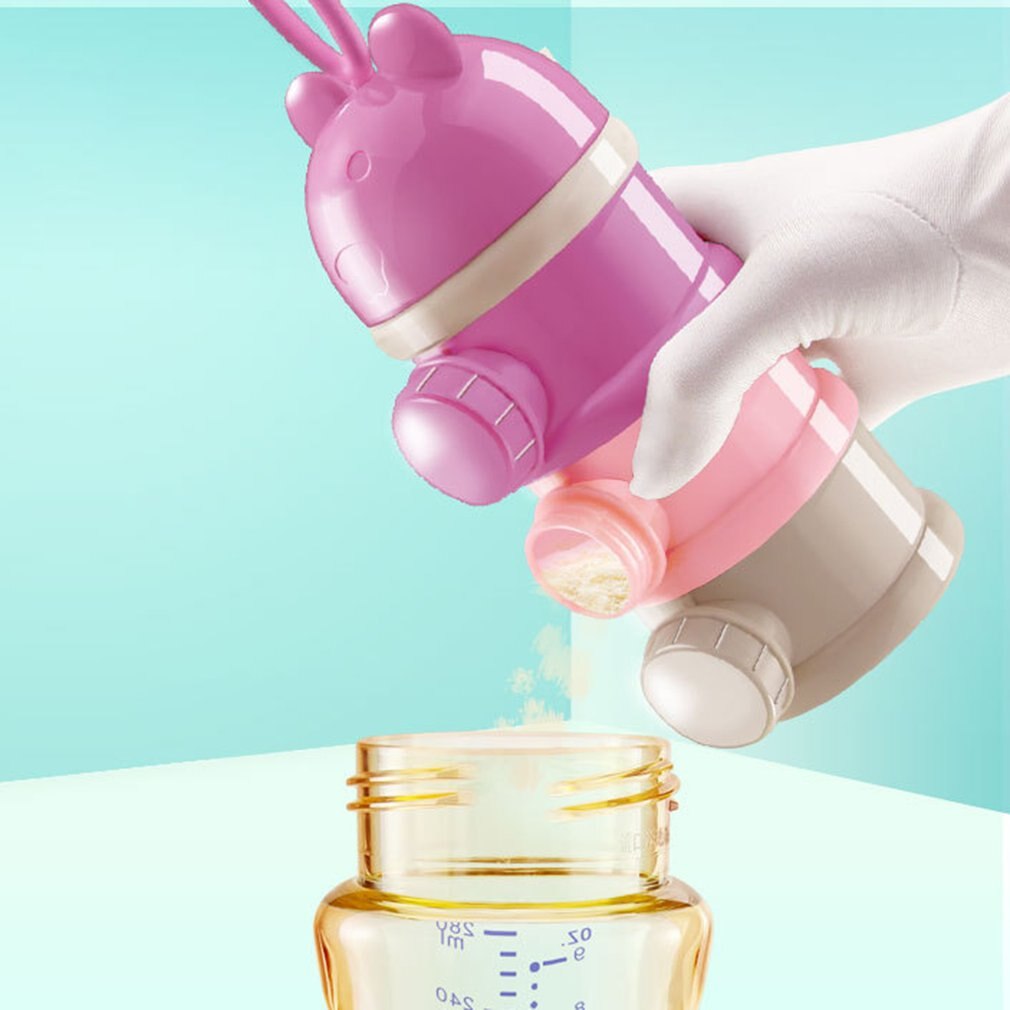 Milk Powder Box Portable Four-Layer Milk Powder Box Independent Layered Storage Box Cartoon Pig Milk Powder Box