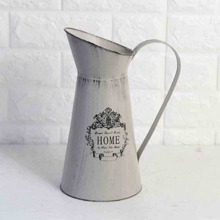 French Idyllic Iron Flowerpot Decoration Living Room Bedroom Flower Arrangement Bucket Cafe Flower Shop Flower Appliances: HOME high