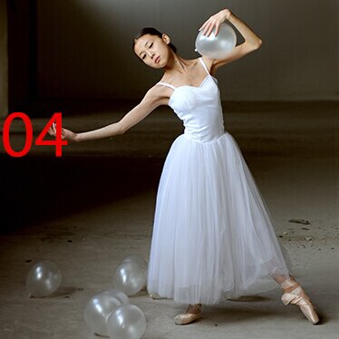 Kvinner klassisk lang ballett lyrisk dansekjole ballerina tutu skjørt voksen lang lyrisk kjole: Xxs