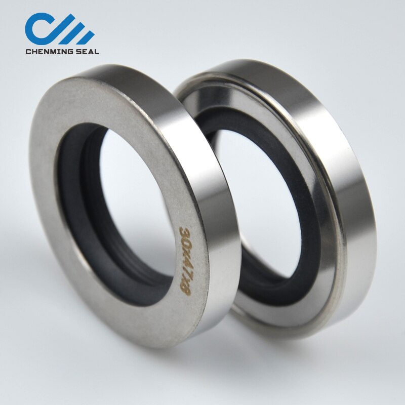 Shaft Seal 30*47*8 mm Clockwise Dual Lips PTFE Stainless Steel Oil Seals Rotary Seals for High Pressure Air Compressor