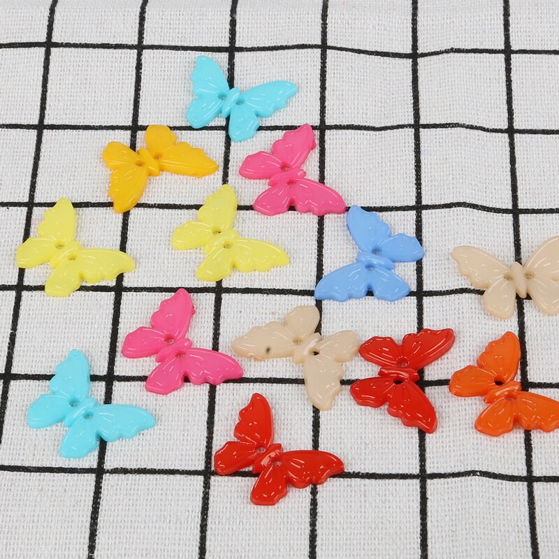 23x17mm Naaien 50 stks/partij Gemengde 2-Gaten Hars Vlinder Knoppen Scrapbooking Accessoires DIY Thuis Kleding