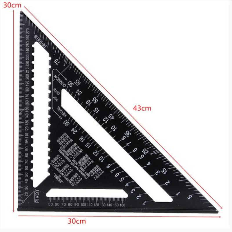 12 inch Imperial Aluminum Alloy Triangle Angle Ruler Protractor Woodworking Measurement Tool Square Layout Gauges Metric Ruler: 12 inch Type 1