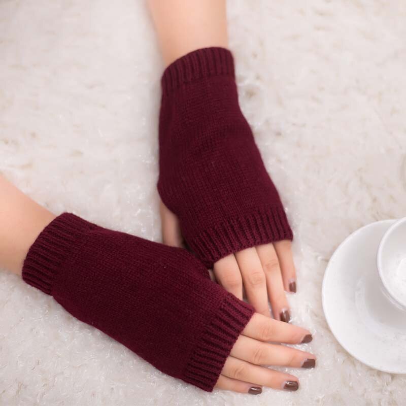 1 Paar Winter Handschoenen Vrouwelijke Vingerloze Handschoenen Zonder Vingers Vrouwen Kasjmier Warme Winter Handschoenen Hand Pols Warmer Mittens: ST121-Wine Red