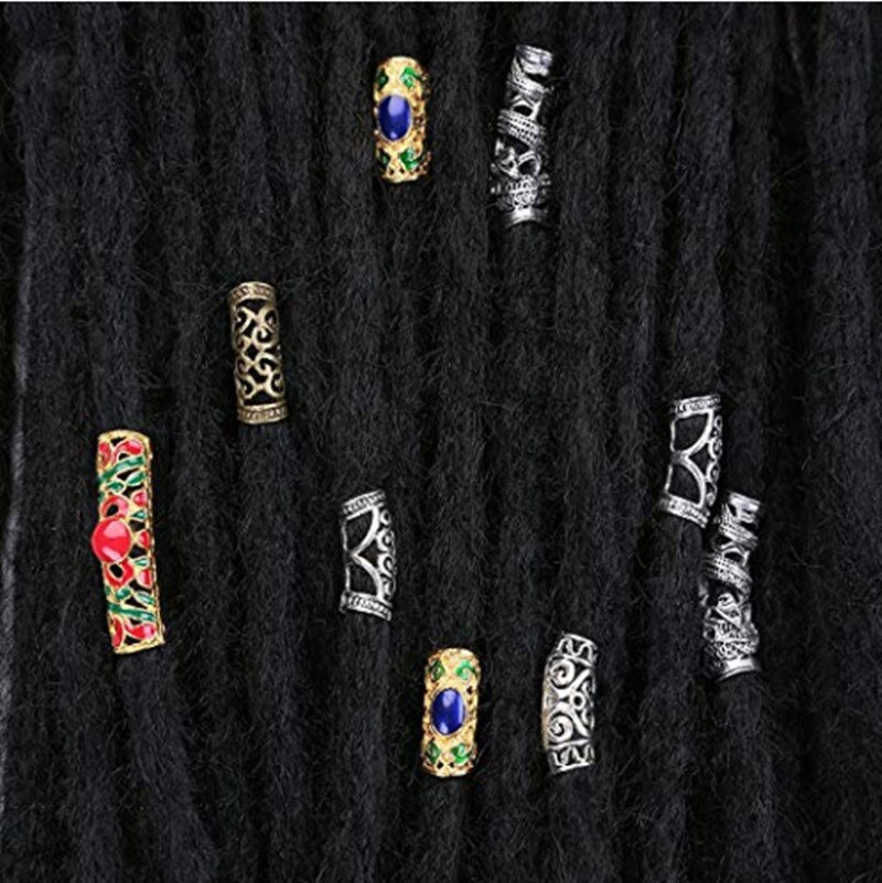 12 stk/sæt dreadlocks smykker dreadlocks perler 6 stil skæg fletringe diy tibetansk stil sølv fletning dekorationer