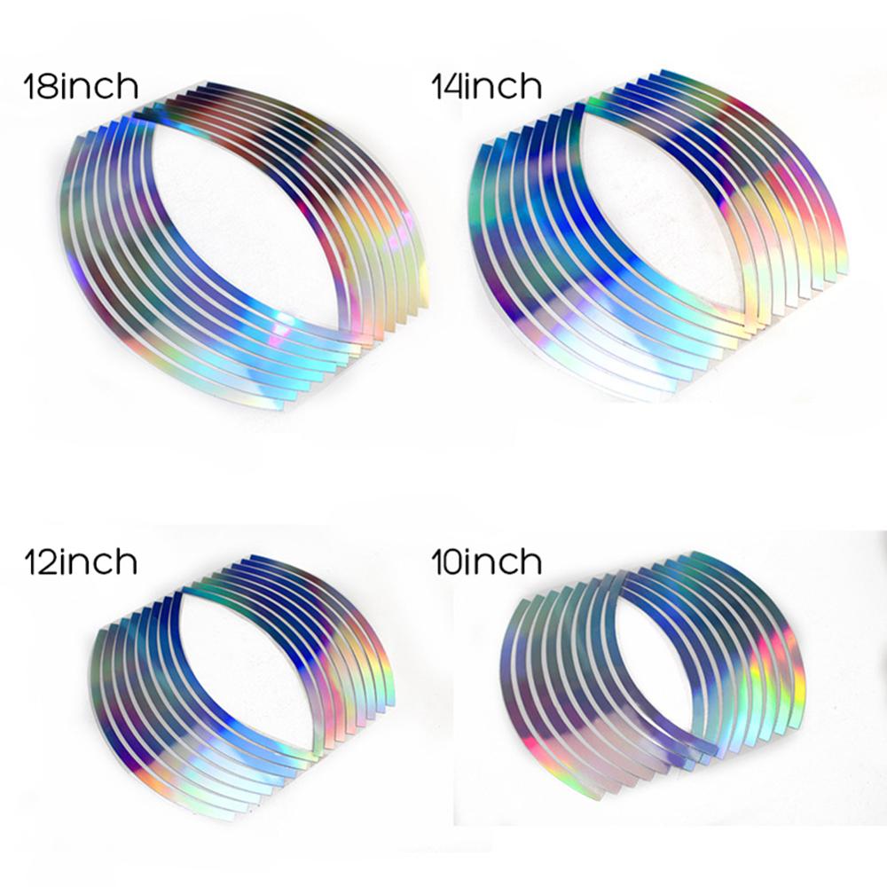 16 Pcs Motorcycle Night Flashing Reflective Sticker Wheel Rim Tape 10-18 inch For Motorcycle Car Safety Reflective Stripes PVC