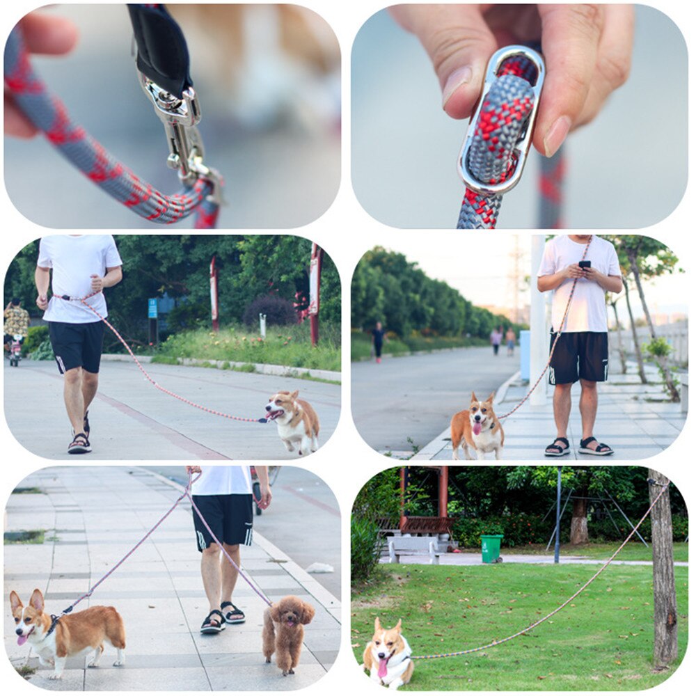 2.6m handsfree hundebånd til løping multifunksjonell hundetrening bånd nylon dobbel bånd til små valp &amp; butikk hunder