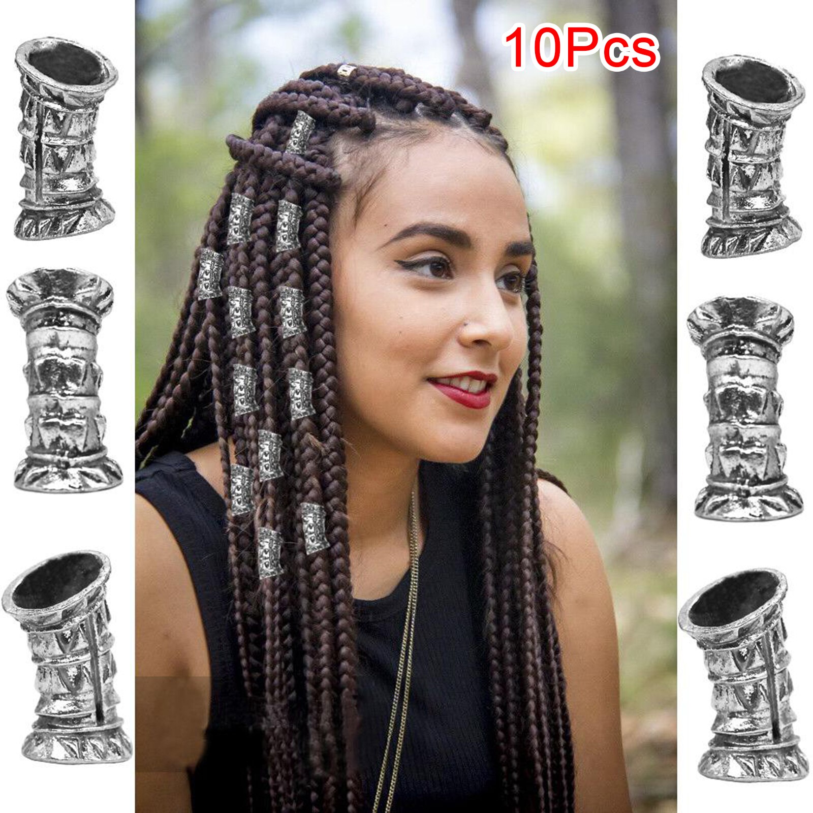 10Pcs DIY Haar Rohr Dreadlocks Perlen Haar Flechten Schmuck Manschette Dekoration