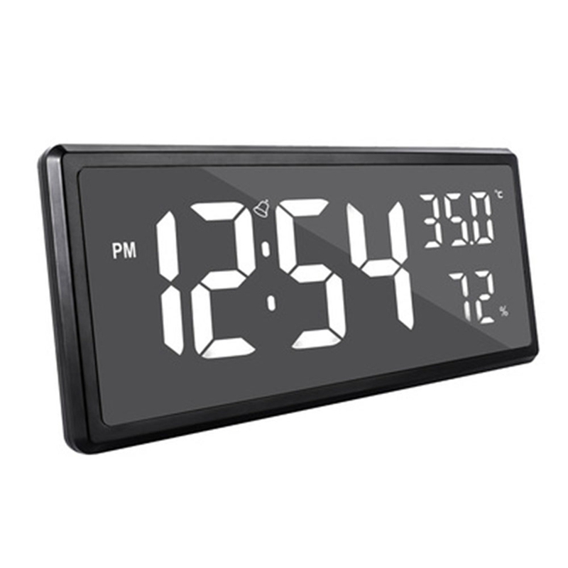 LED Digital Alarm Clock Temperature Date Display Desktop Mirror Clocks Home Table Decoration Electronic Clock: black