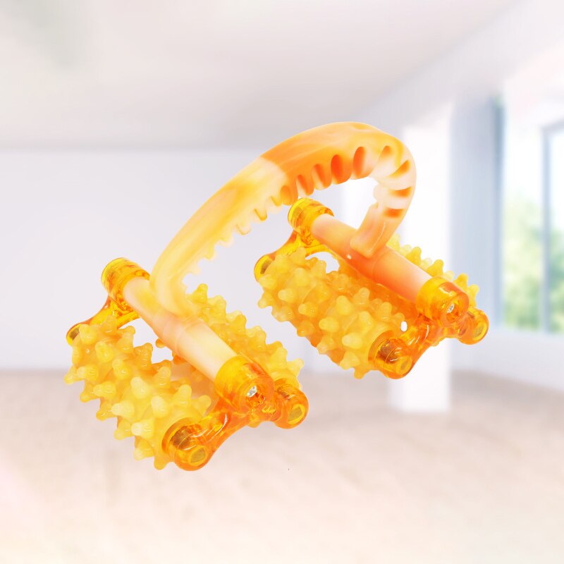 Ręczny masażer ciała żółty masażer rolkowy noga brzuch szyi pośladki pielęgnacja stóp ręczny ulga w bólu masaż antycellulitowy narzędzie