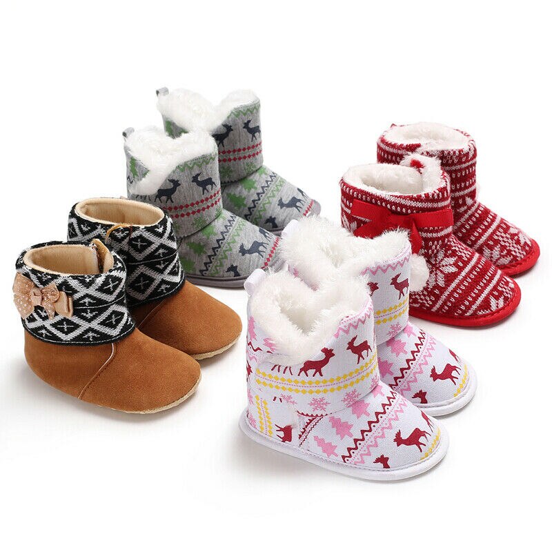 Pasgeboren Baby Meisje Booties Zachte Zool Snowboots Winter Warm Crib Schoenen 0-18M