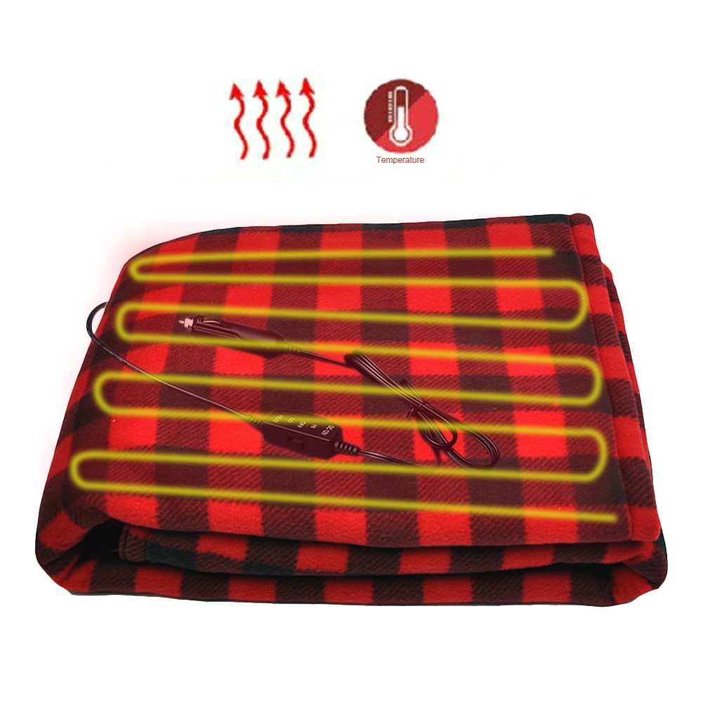 Manta de calefacción eléctrica para coche, manta portátil de viaje, Camping, invierno, cálido, productos interiores cálidos, 12V: Default Title