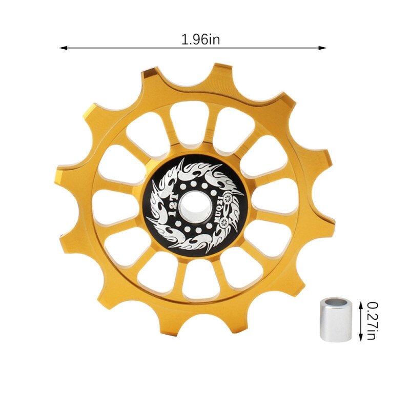 12T Dentata Della Bicicletta Ruota in Lega di Alluminio Della Bicicletta Negativo Positivo Dente Ruota Deragliatore Posteriore Della Bici di Guida Puleggia Accessori: Arancione