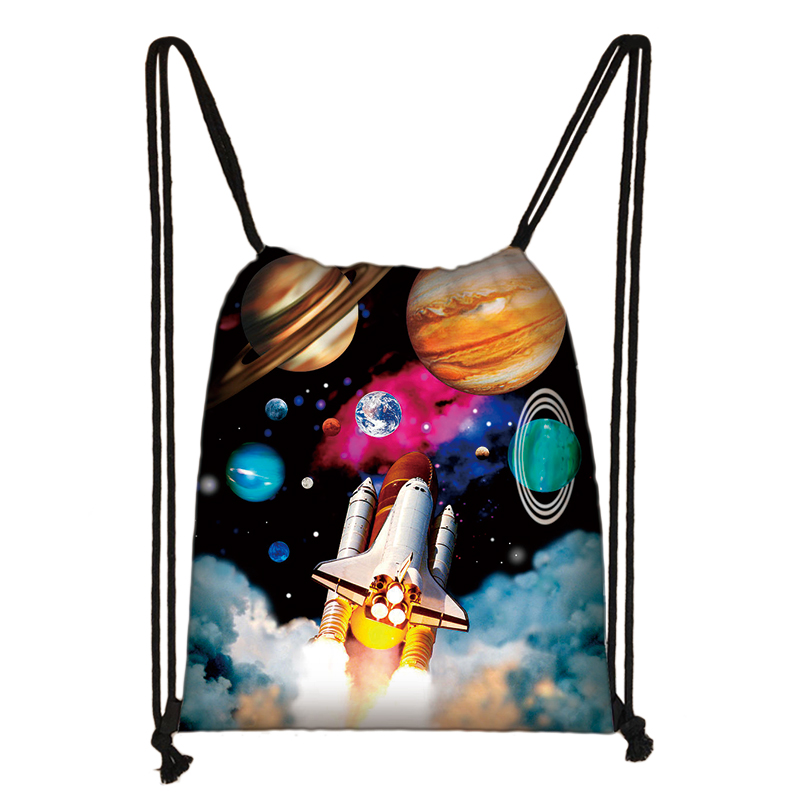 Astronaut Rocket Spaceship Drawstring Bag Teenager Boys Girls Storage Bag Galaxy Travel Backpack Kids Bookbag Shopping Bags: skdmars09