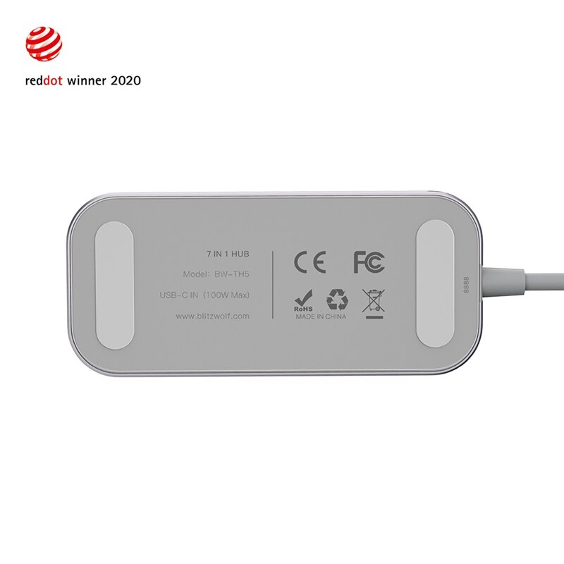 BlitzWolf BW-TH5 7 in 1 USB C Data Hub 3-Port USB 3.0 TF Card Reader PD Charging 4K HDMI Display for MacBooks for iPad Laptop