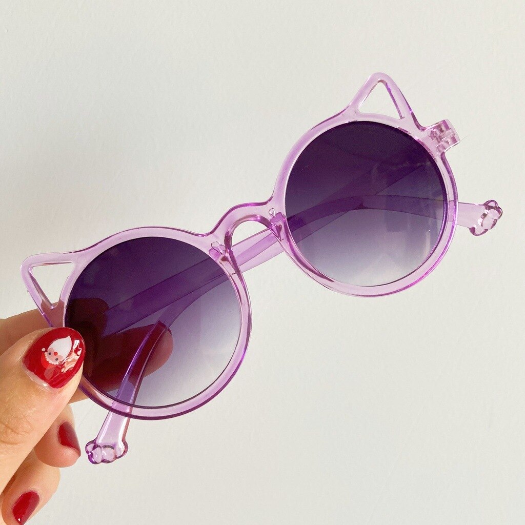ZUEE-gafas de sol clásicas para niños y niñas, bonitas gafas de sol con dibujos de animales, alas de flores, protección para exteriores: purple gray