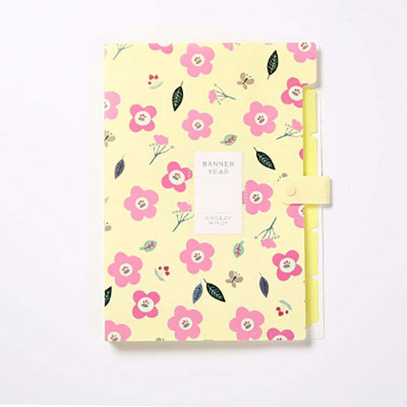Floral 6 into the student file cover clamp small and pure and fresh data folder organ office stationery paper bag: Yellow flower
