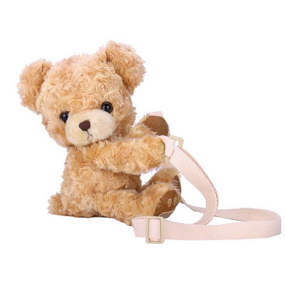 Bolso Diagonal de un hombro para mujer, bolsa de hombro de felpa con de oso sonriente y dibujos animados, a la , para chicas: 30cm